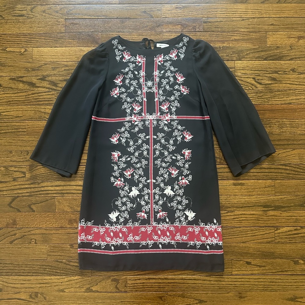 Max Studio Black and Red Floral Dress